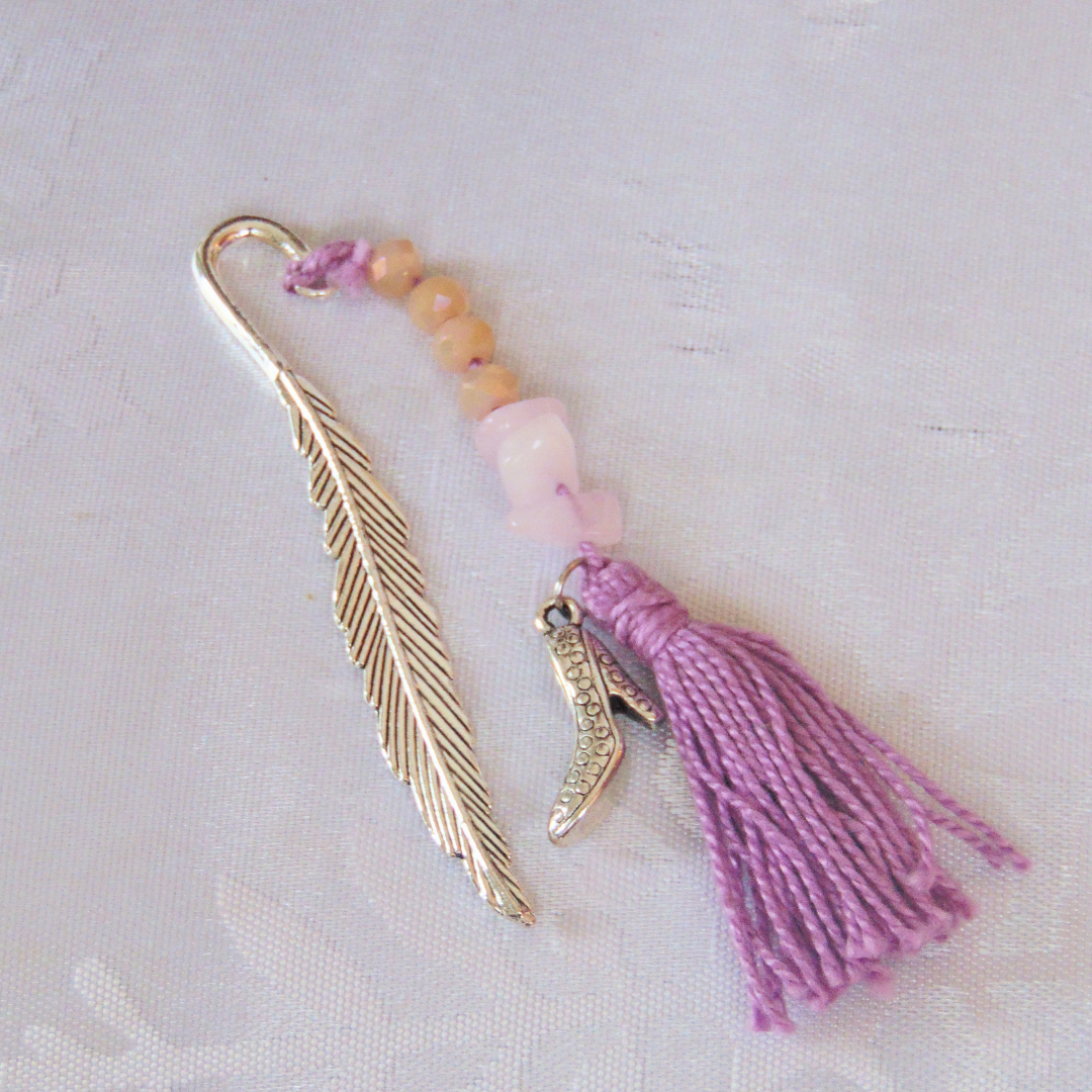 Talon haut (plume argent) - Signet féérique en métal