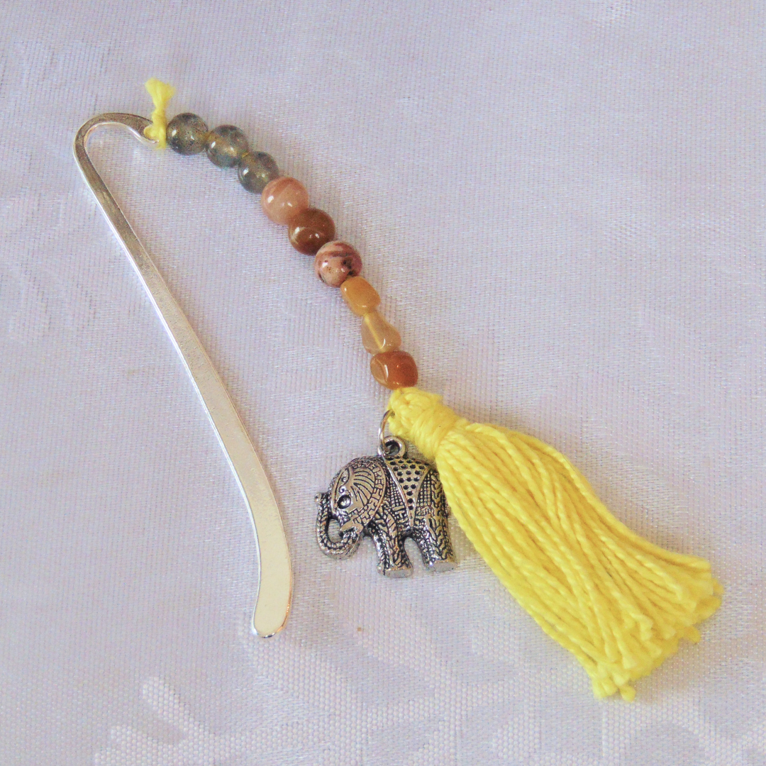 Éléphant jaune (argent) - Signet féérique en métal