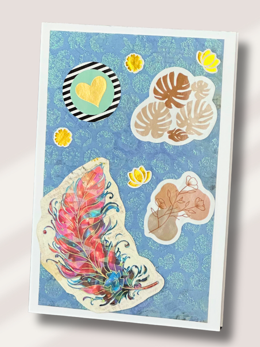 Amour léger comme une plume - Carte de souhaits faite à la main