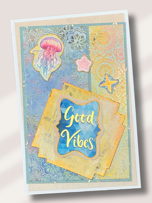 Good vibes aquatique - Carte de souhaits faite à la main