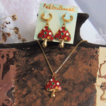 Boucles d’oreilles enchantées – Champignons dorés