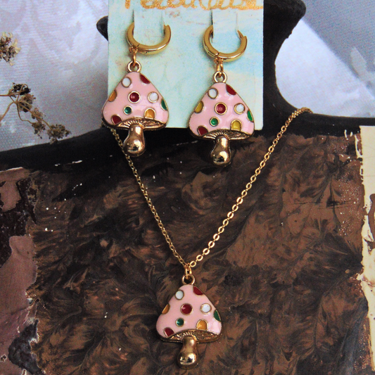 Boucles d’oreilles enchantées – Champignons dorés